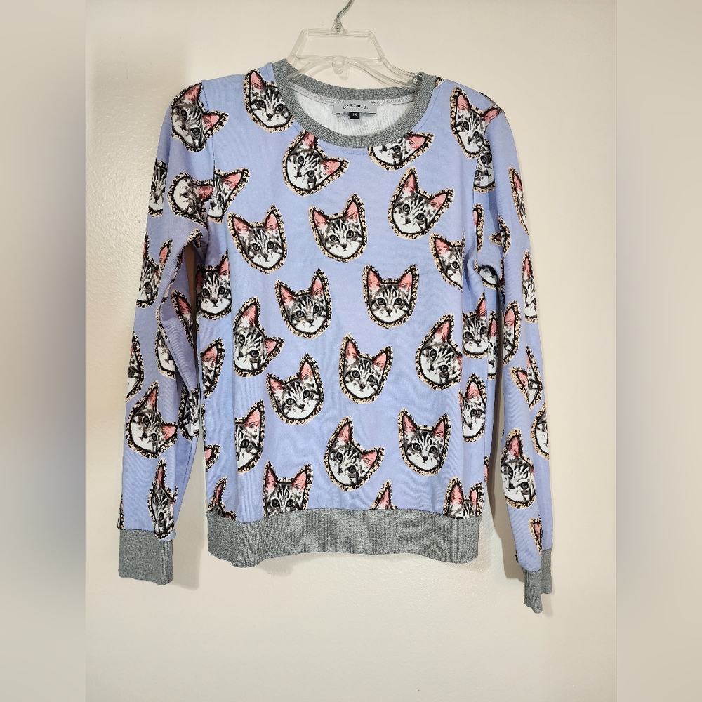 Dollcake Gray and Purple Animal Print Top
